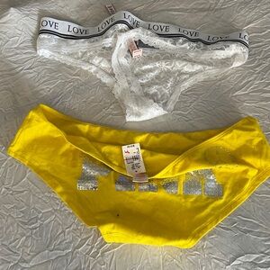 Victoria's Secret White, Yellow, and Floral Panties Set L